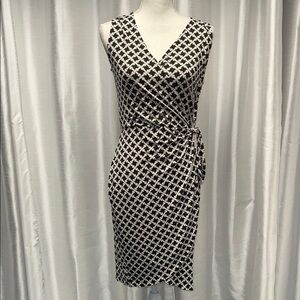 Elegant Black and White Wrap Dress